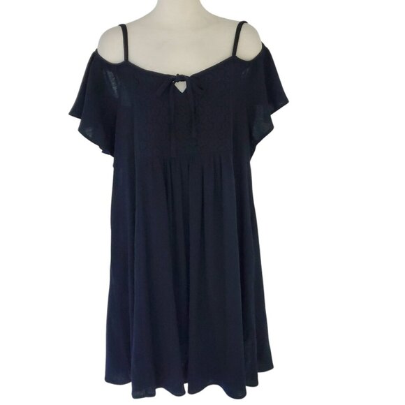 Torrid NWT Mini Gauze Cold Shoulder Trapeze Dress Black  Size L (0) - Picture 6 of 16